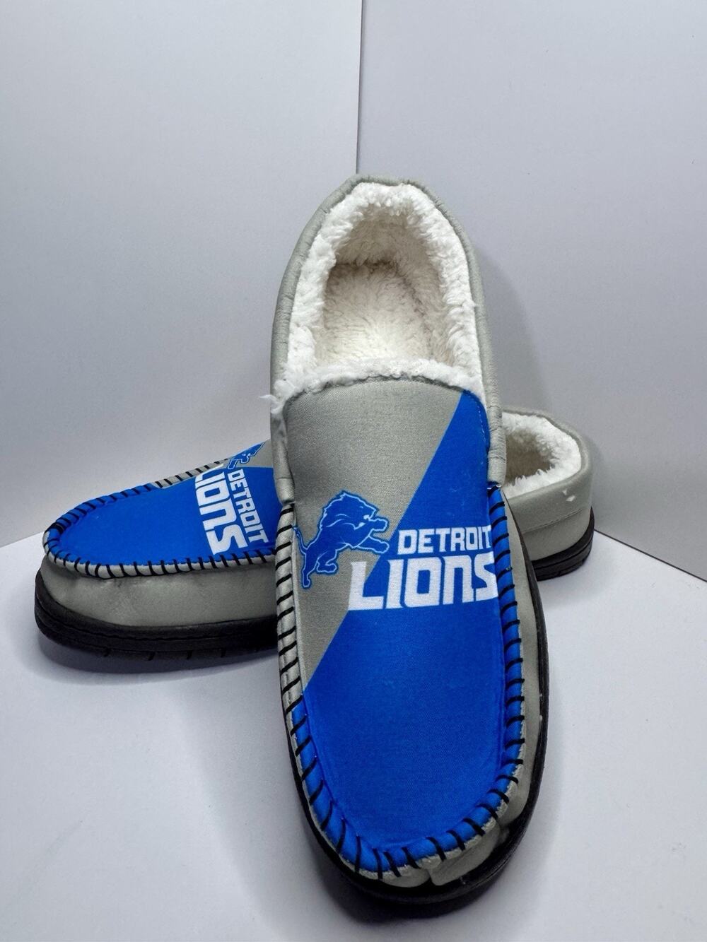 Foco Detroit Lions Mens Size L 11/12 Slippers, House Shoes, Runs Small No Box